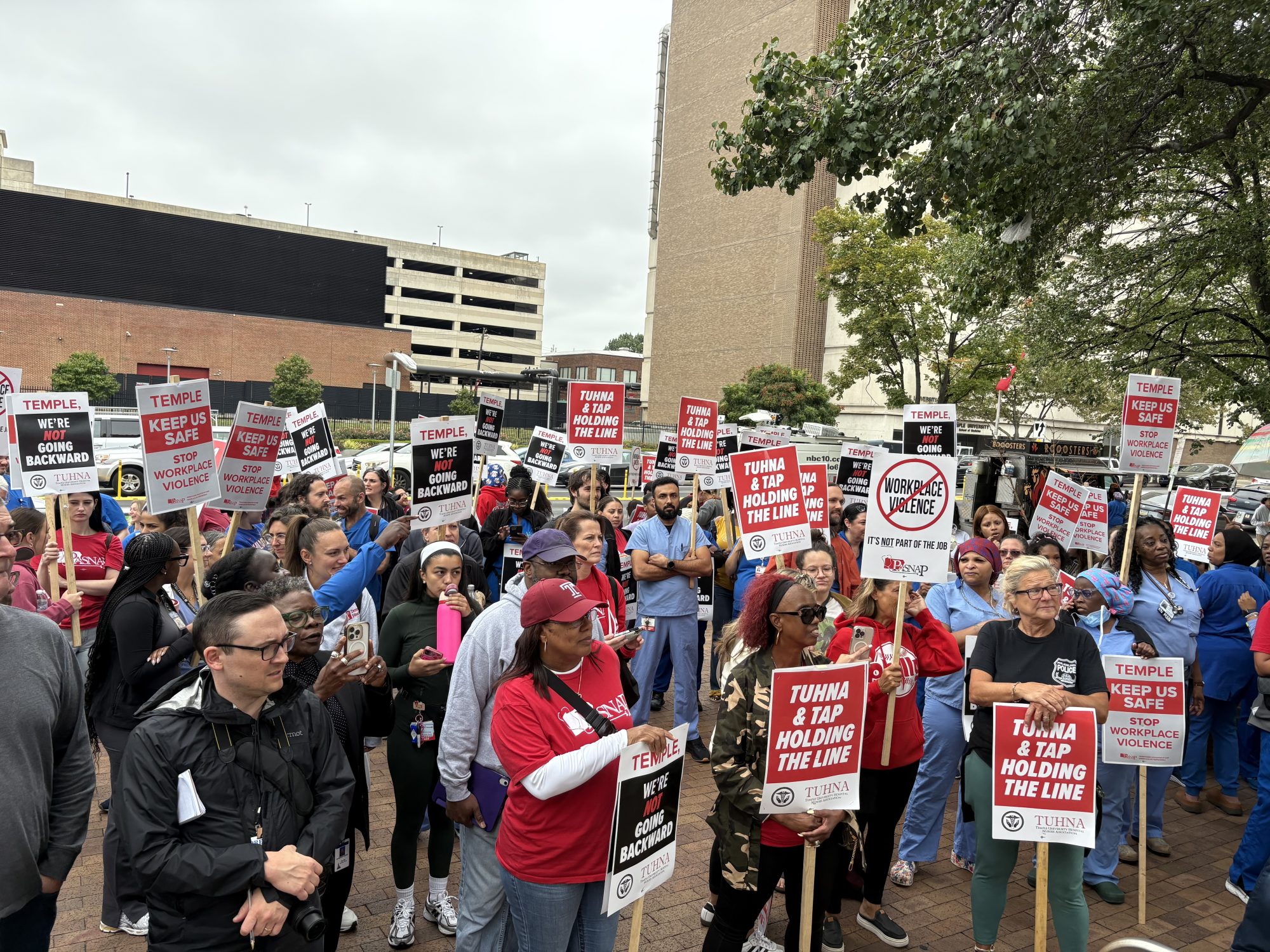 1,000 Temple University Hospital Nurses, Techs and Pros Sound the Alarm, Picketed Outside Two Temple Locations Ahead of Strike Authorization Vote