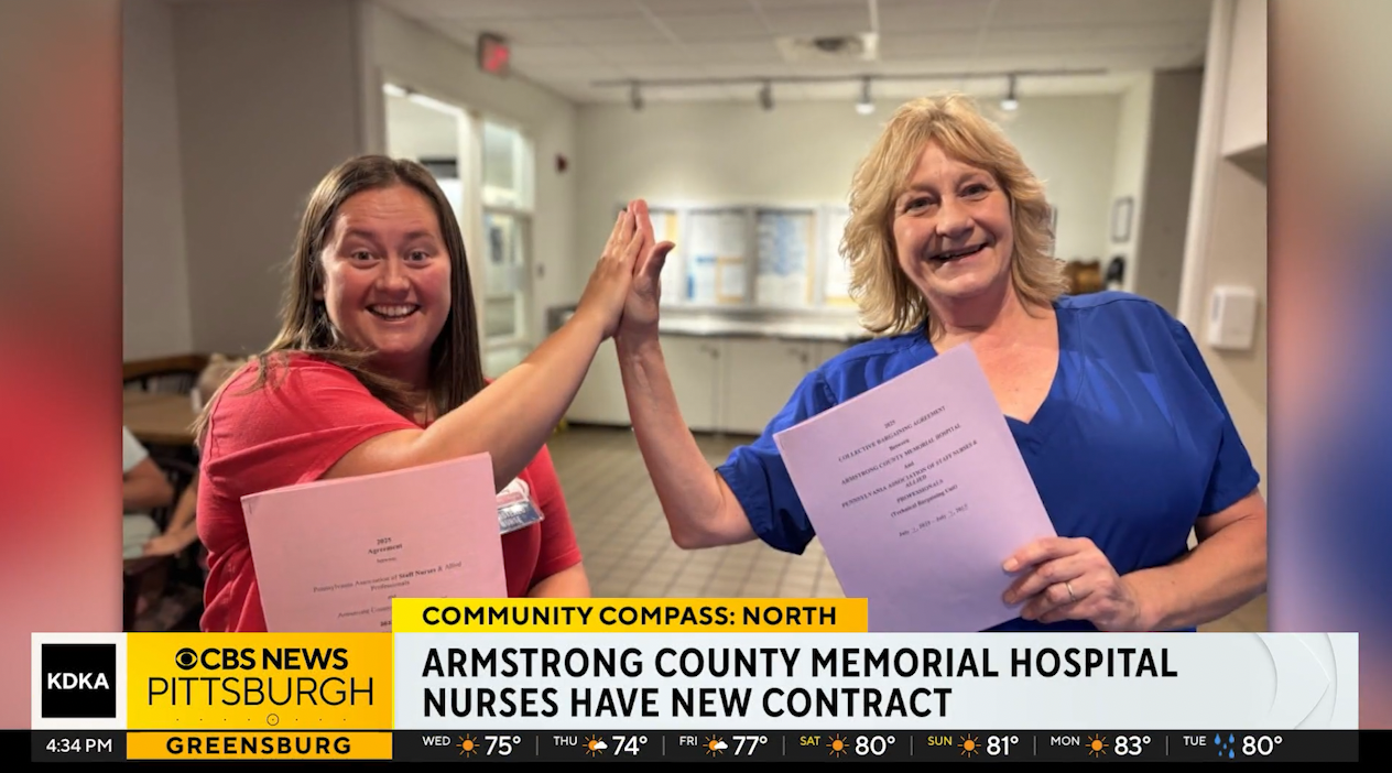 CBS Pittsburgh: Nurses, Techs and Pros at Armstrong County Memorial Hospital Sign New 3-Year Deal