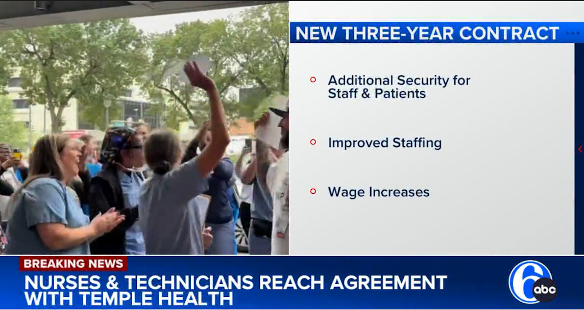 6ABC: Temple Health nurses, technicians reached new 3-year agreement