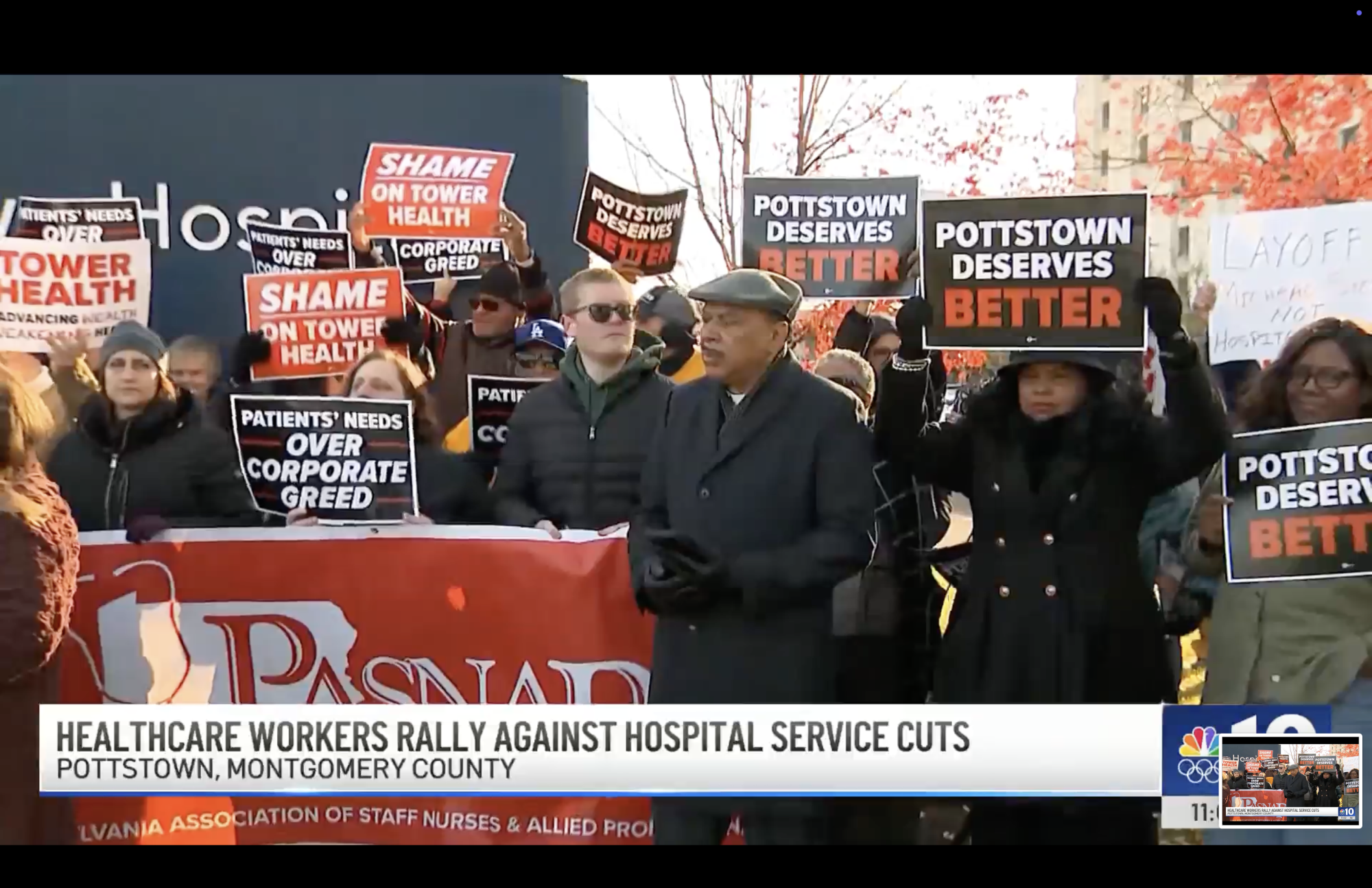 NBC10: Nurses and healthcare workers protest Pottstown Hospital layoffs, service cuts