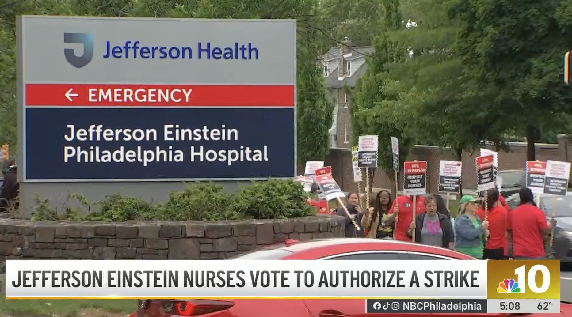 NBC10: Nurses at Jefferson Einstein Philadelphia Hospital vote to authorize strike